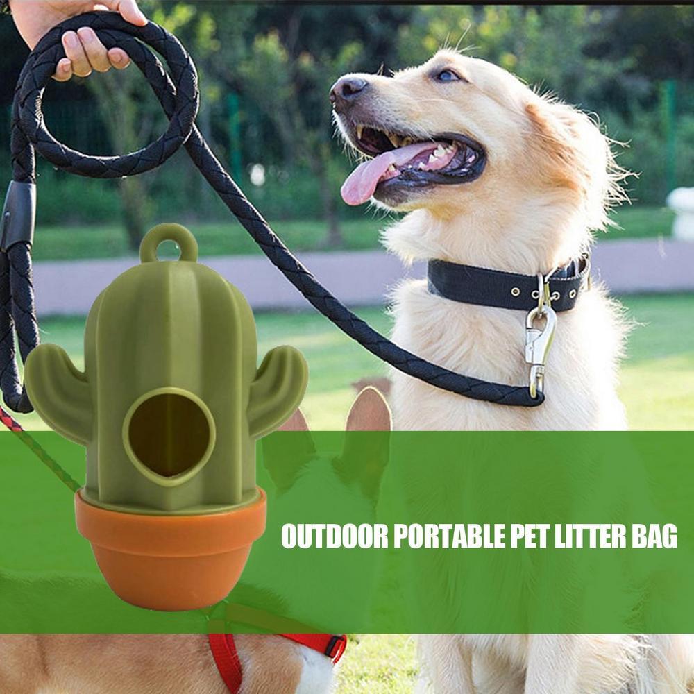 1Pcs Cactus Shaped Poop Bag Dispenser Pet Dog Waste Bag Holder Plastic Garbage Bag Dispenser Carrier Case Disposal Bag Dispenser